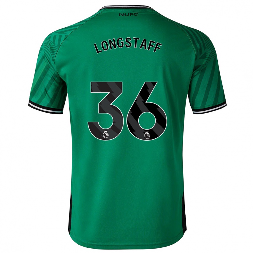 メンズフットボールショーン・ロングスタッフ#36緑アウェイシャツ2023/24ジャージーユニフォーム