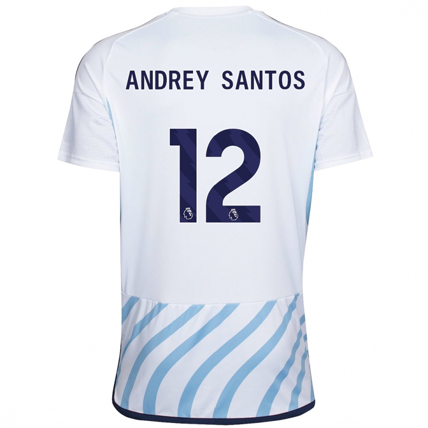 メンズフットボールアンドレイ・サントス#12白青アウェイシャツ2023/24ジャージーユニフォーム