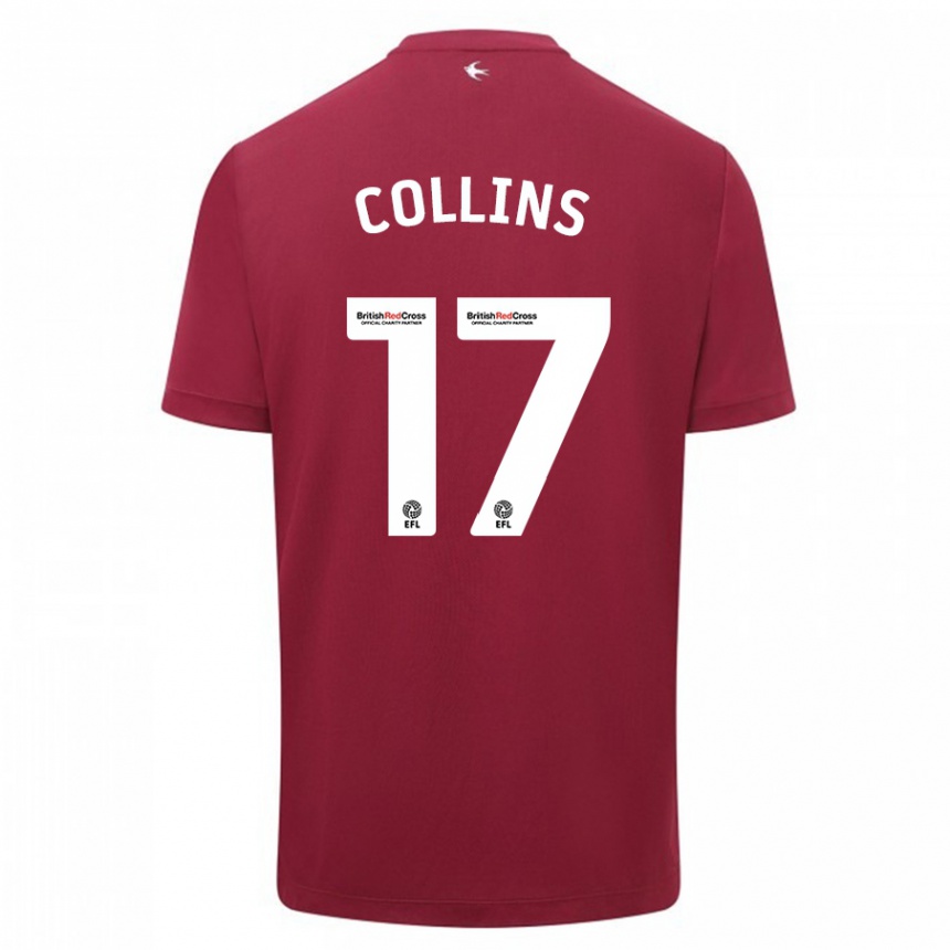 メンズフットボールジャミル・コリンズ#17赤アウェイシャツ2023/24ジャージーユニフォーム