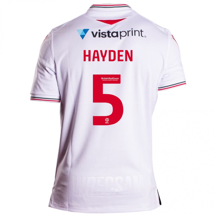 メンズフットボールアーロン・ヘイデン#5白アウェイシャツ2023/24ジャージーユニフォーム