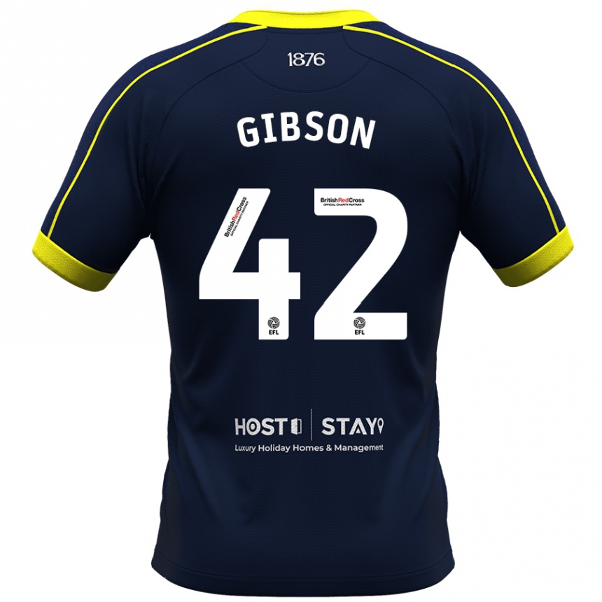 メンズフットボールジョセフ・ギブソン#42ネイビーアウェイシャツ2023/24ジャージーユニフォーム