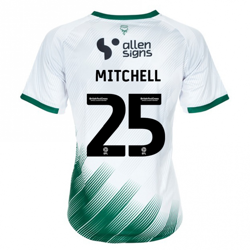 メンズフットボールアレックス・ミッチェル#25白アウェイシャツ2023/24ジャージーユニフォーム