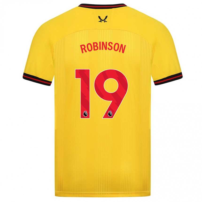 メンズフットボールジャック・ロビンソン#19イエローアウェイシャツ2023/24ジャージーユニフォーム