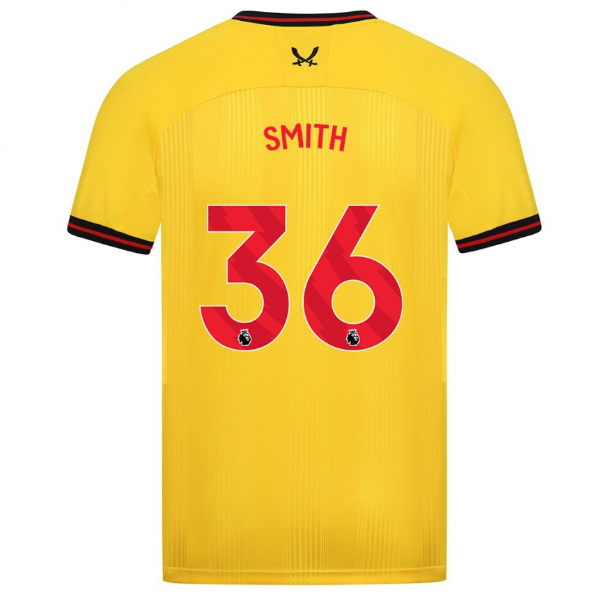 メンズフットボールジョシュア・スミス#36イエローアウェイシャツ2023/24ジャージーユニフォーム
