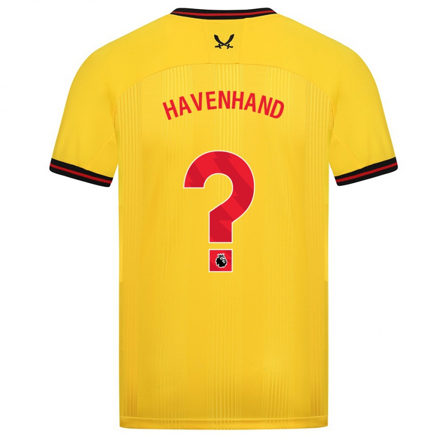 メンズフットボールカーティス・ハーヴェンハンド#0イエローアウェイシャツ2023/24ジャージーユニフォーム