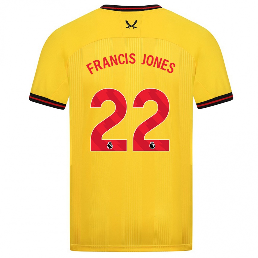 メンズフットボールマリア・アン・フランシス・ジョーンズ#22イエローアウェイシャツ2023/24ジャージーユニフォーム