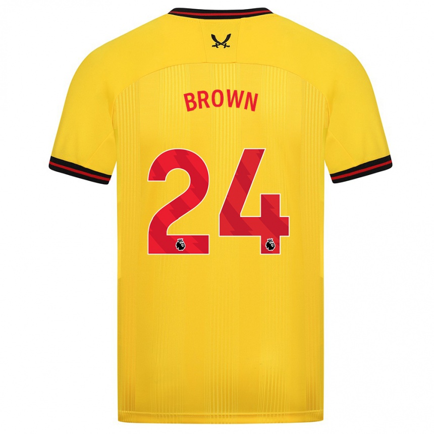 メンズフットボールレイチェル・ブラウン#24イエローアウェイシャツ2023/24ジャージーユニフォーム