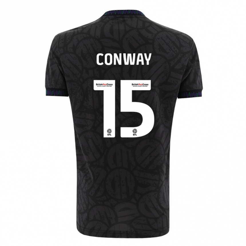 メンズフットボールトミー・コンウェイ#15黒アウェイシャツ2023/24ジャージーユニフォーム