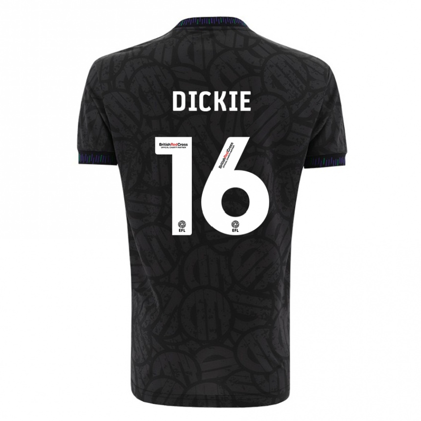 メンズフットボールロブ・ディッキー#16黒アウェイシャツ2023/24ジャージーユニフォーム