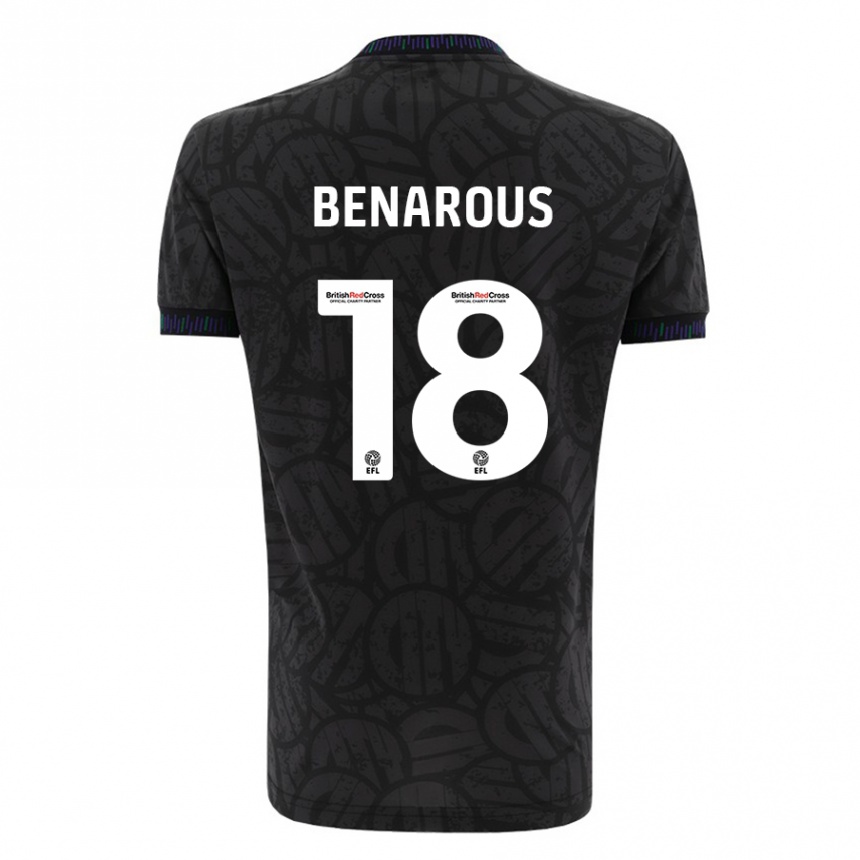 メンズフットボールアイマン・ベンロス#18黒アウェイシャツ2023/24ジャージーユニフォーム