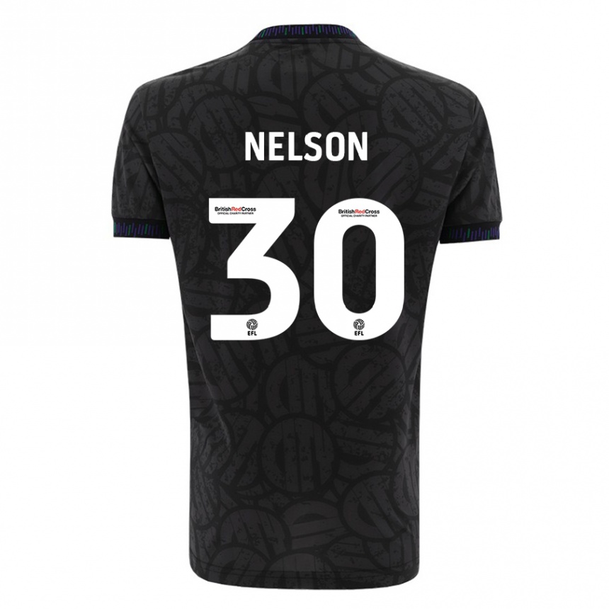 メンズフットボールレイクウォン・ネルソン#30黒アウェイシャツ2023/24ジャージーユニフォーム