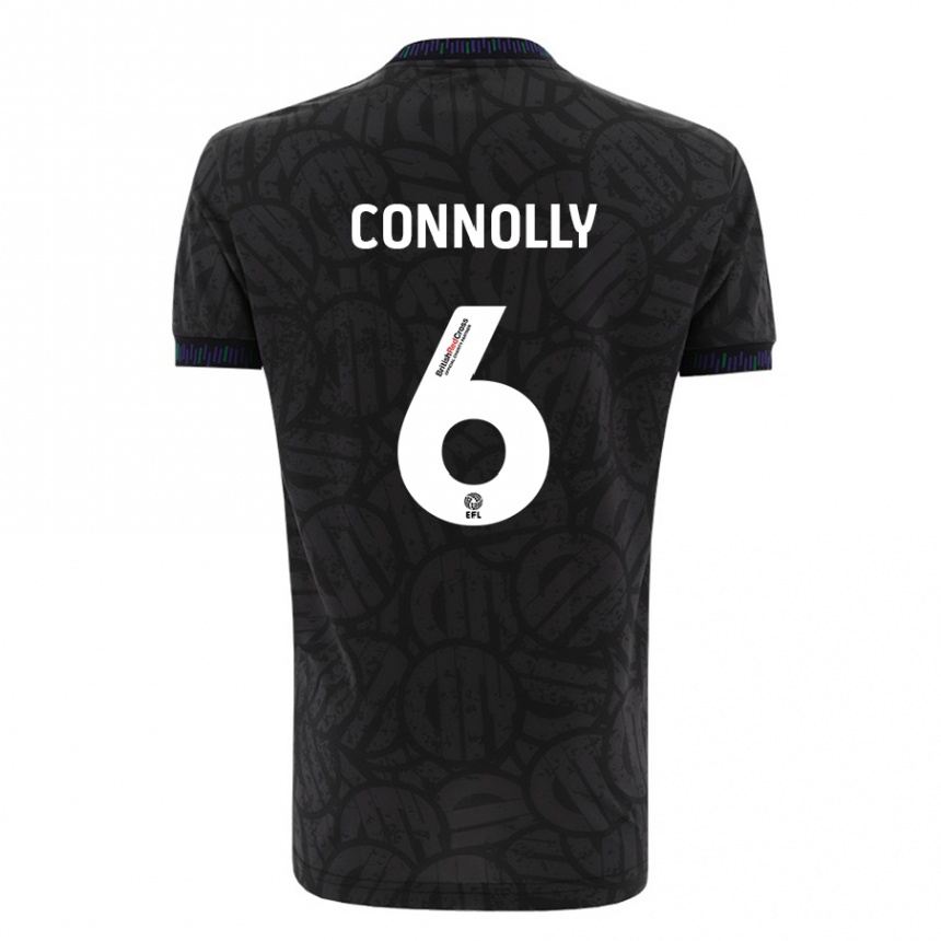 メンズフットボールメーガン・コノリー#6黒アウェイシャツ2023/24ジャージーユニフォーム