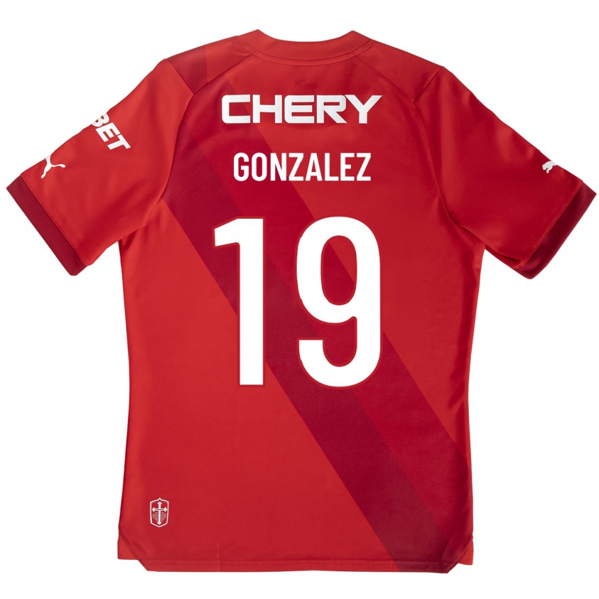 メンズフットボールブライアン・ゴンサレス#19赤アウェイシャツ2023/24ジャージーユニフォーム