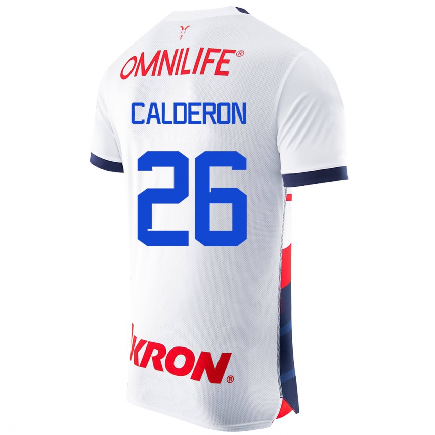 メンズフットボールクリスティアン・カルデロン#26白アウェイシャツ2023/24ジャージーユニフォーム