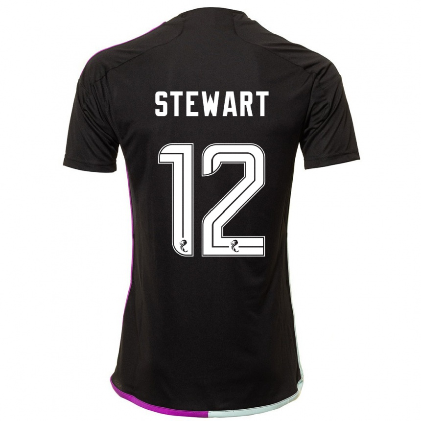 メンズフットボールハンナ・スチュワート#12黒アウェイシャツ2023/24ジャージーユニフォーム