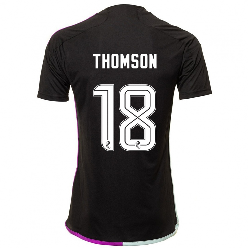 メンズフットボールエヴァ・トムソン#18黒アウェイシャツ2023/24ジャージーユニフォーム