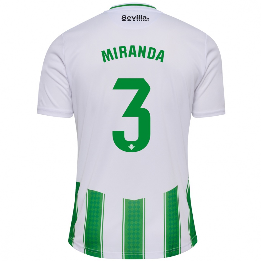 レディースフットボールフアン・ミランダ・ゴンサレス#3白ホームシャツ2023/24ジャージーユニフォーム