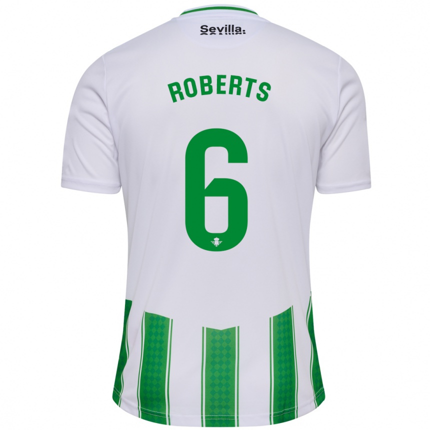 レディースフットボールリアノン・ロバーツ#6白ホームシャツ2023/24ジャージーユニフォーム