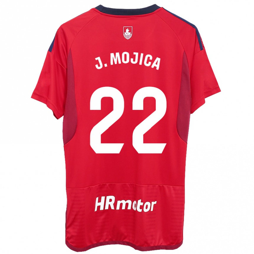 レディースフットボールホアン・モヒカ#22赤ホームシャツ2023/24ジャージーユニフォーム