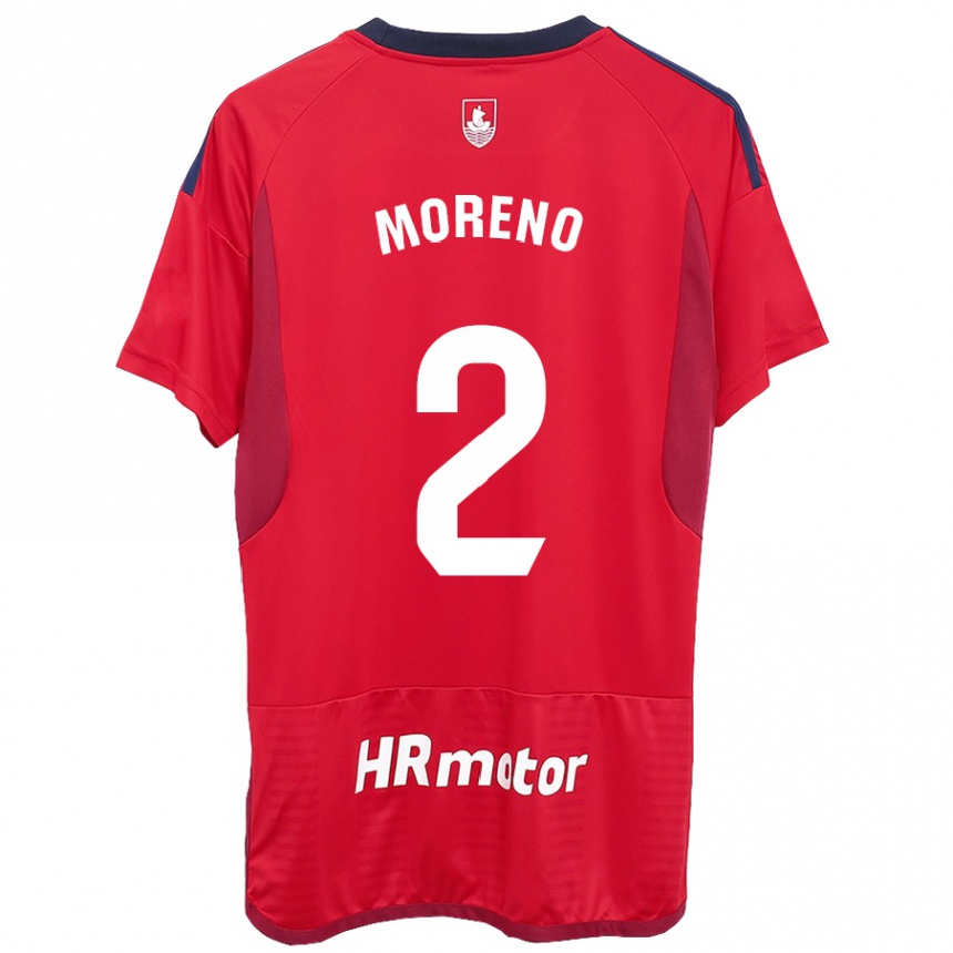 レディースフットボールホルヘ・モレノ#27赤ホームシャツ2023/24ジャージーユニフォーム