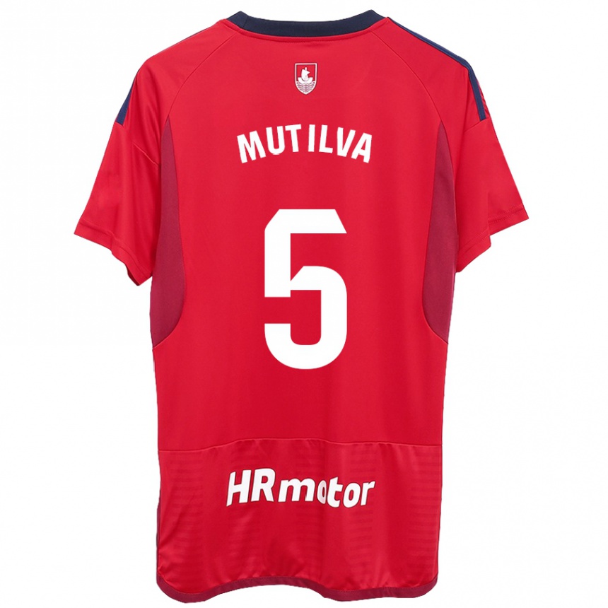 レディースフットボールクリスチャン・ムティルバ#5赤ホームシャツ2023/24ジャージーユニフォーム