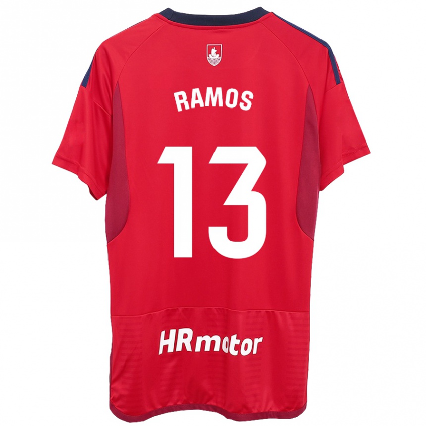 レディースフットボールダリオ・ラモス#13赤ホームシャツ2023/24ジャージーユニフォーム