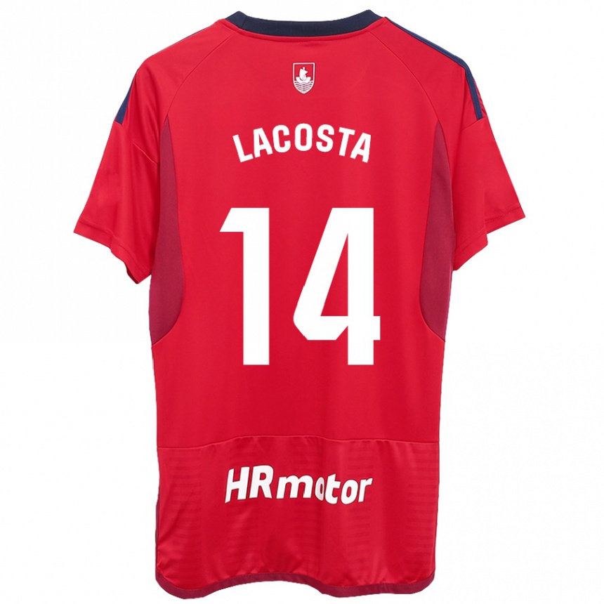 レディースフットボールイアラ・ラコスタ・サンチェス#14赤ホームシャツ2023/24ジャージーユニフォーム