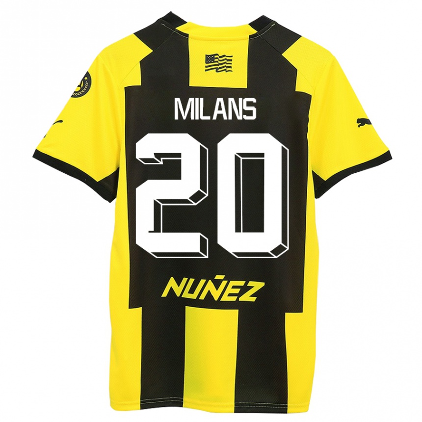 レディースフットボールペドロ・ミランス#20黄 黒ホームシャツ2023/24ジャージーユニフォーム