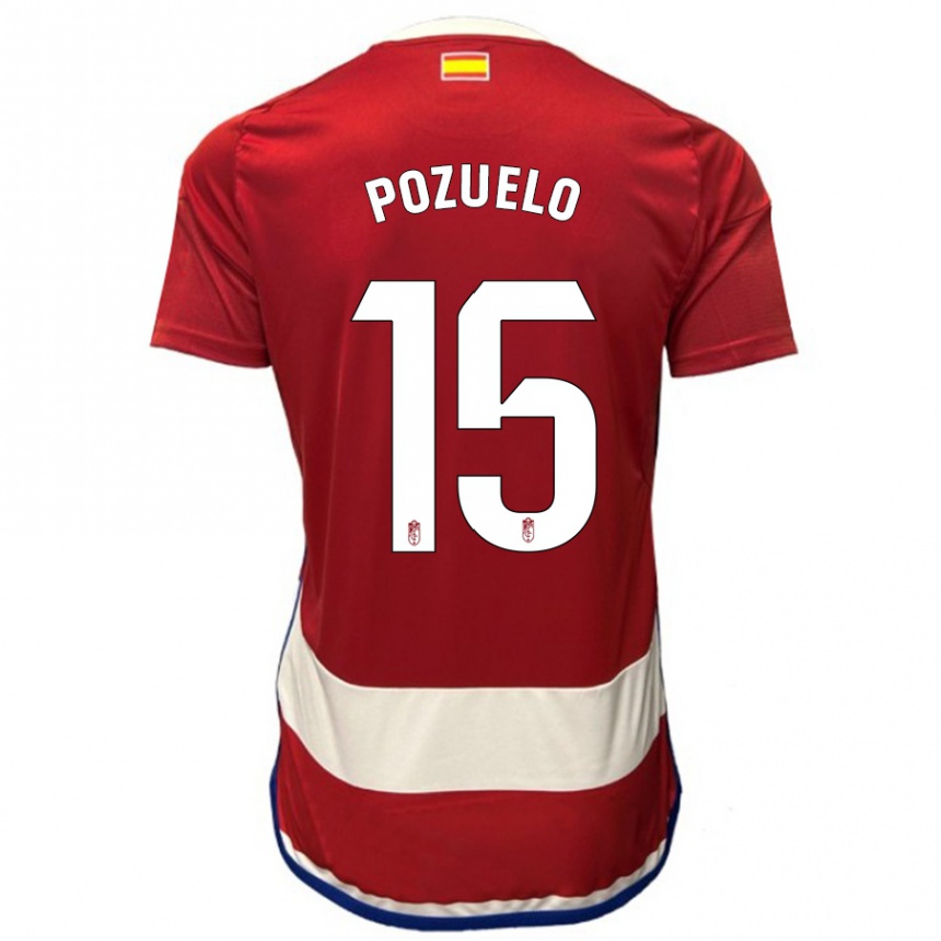 レディースフットボールエスター・マルティン・ポスエロ#15赤ホームシャツ2023/24ジャージーユニフォーム