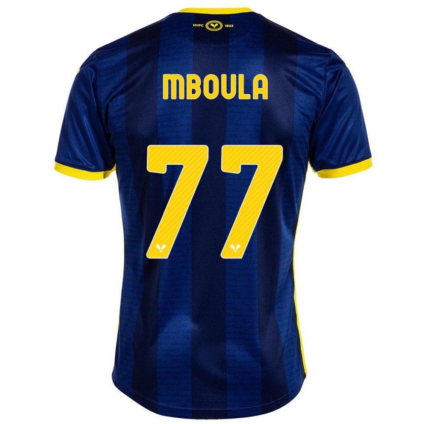 レディースフットボールジョルディ・ムブラ#77ネイビーホームシャツ2023/24ジャージーユニフォーム
