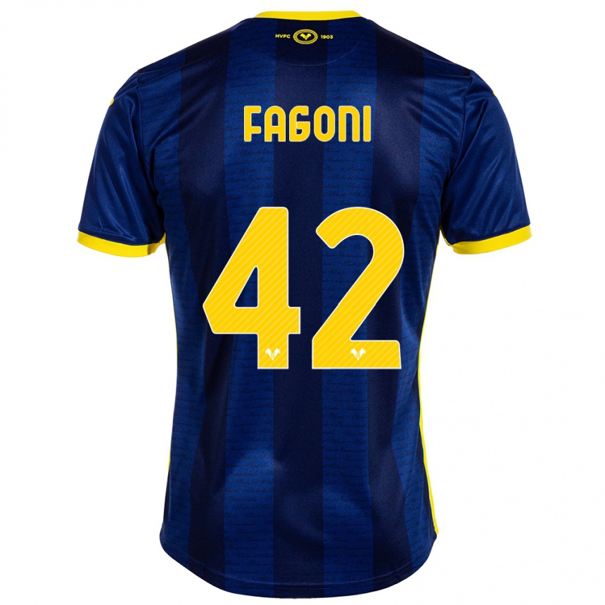レディースフットボールマルコ・ファゴーニ#42ネイビーホームシャツ2023/24ジャージーユニフォーム