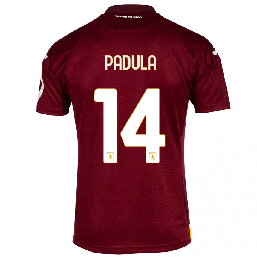 レディースフットボールクリスティアン・パドゥーラ#14暗赤色ホームシャツ2023/24ジャージーユニフォーム