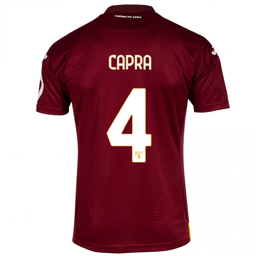 レディースフットボールヴァレンティナ・キャプラ#4暗赤色ホームシャツ2023/24ジャージーユニフォーム