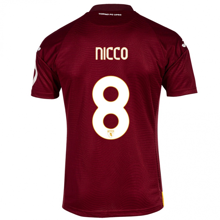 レディースフットボールジャダ・ニコ#8暗赤色ホームシャツ2023/24ジャージーユニフォーム