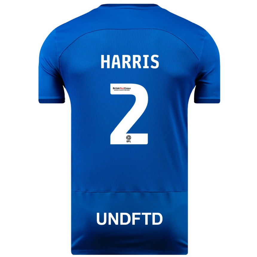 レディースフットボールマーサ・ハリス#2青ホームシャツ2023/24ジャージーユニフォーム