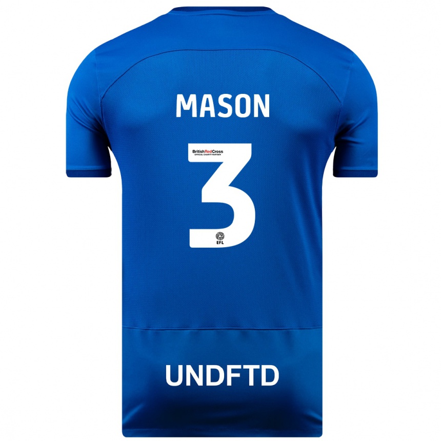レディースフットボールエリー・メイソン#3青ホームシャツ2023/24ジャージーユニフォーム