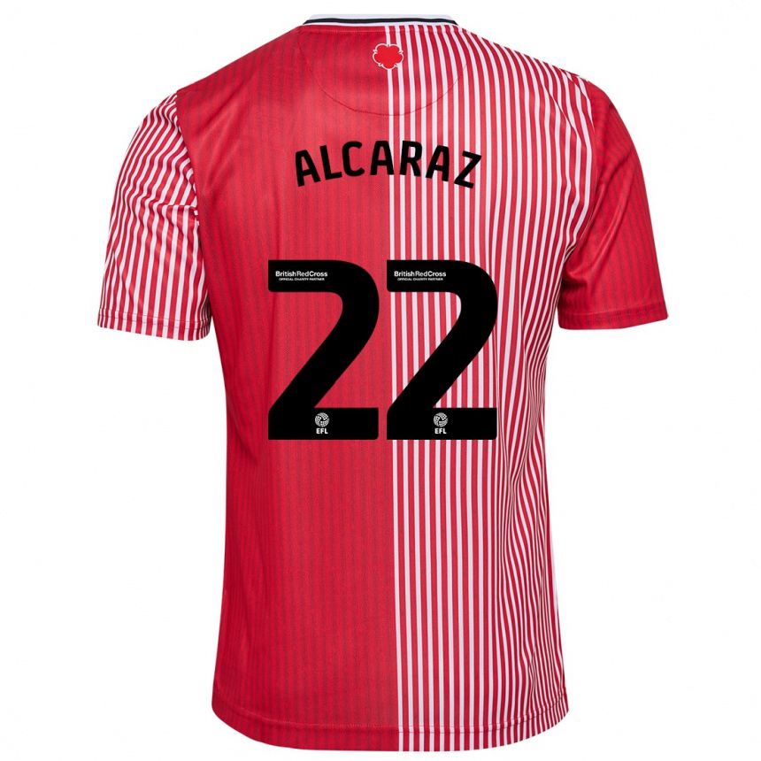 レディースフットボールカルロス・アルカラス#22赤ホームシャツ2023/24ジャージーユニフォーム