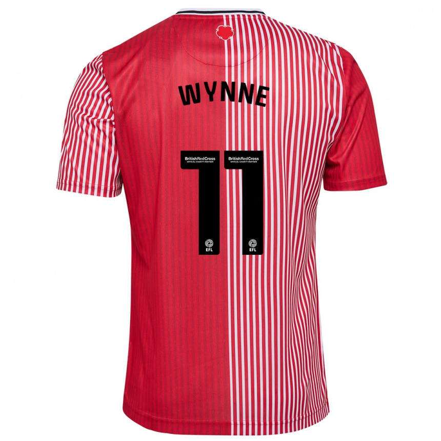 レディースフットボールミーガン・ウィン#11赤ホームシャツ2023/24ジャージーユニフォーム