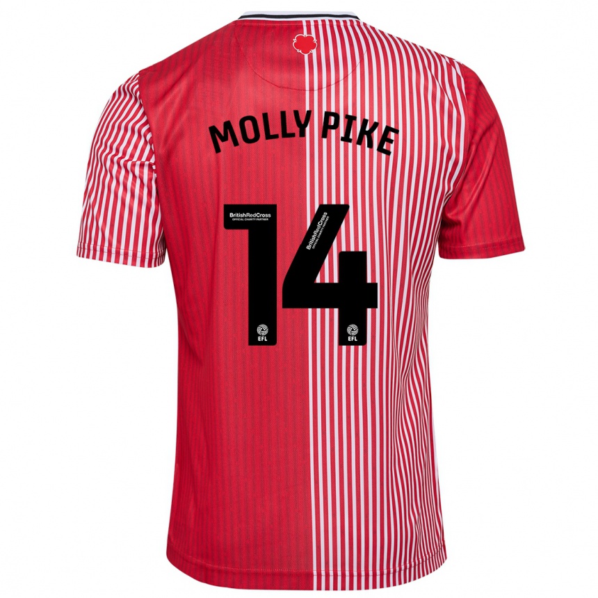 レディースフットボールモリー・パイク#14赤ホームシャツ2023/24ジャージーユニフォーム