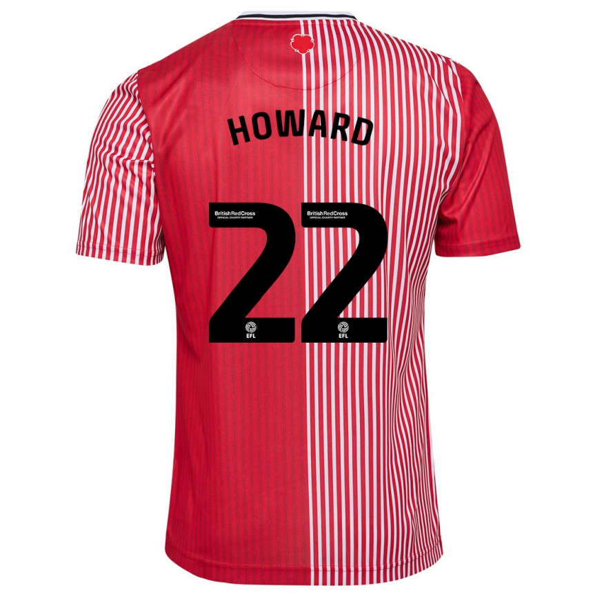 レディースフットボールベサニー・メイ・ハワード#22赤ホームシャツ2023/24ジャージーユニフォーム