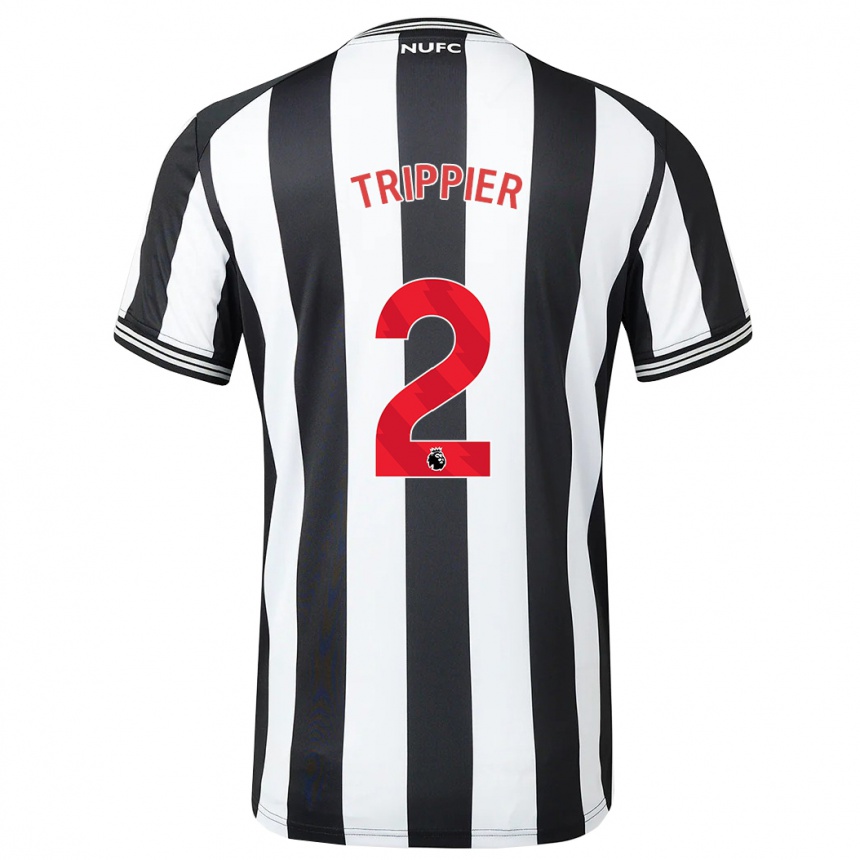 レディースフットボールキーラン・トリッピアー#2黒、白ホームシャツ2023/24ジャージーユニフォーム