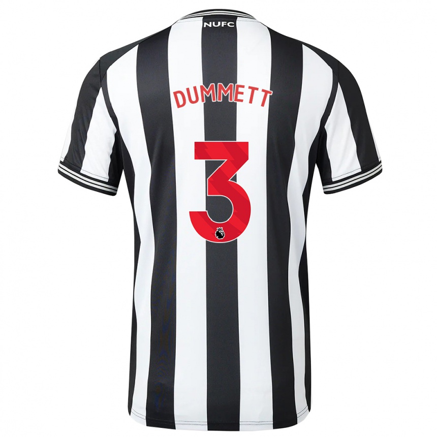 レディースフットボールポール・ダメット#3黒、白ホームシャツ2023/24ジャージーユニフォーム