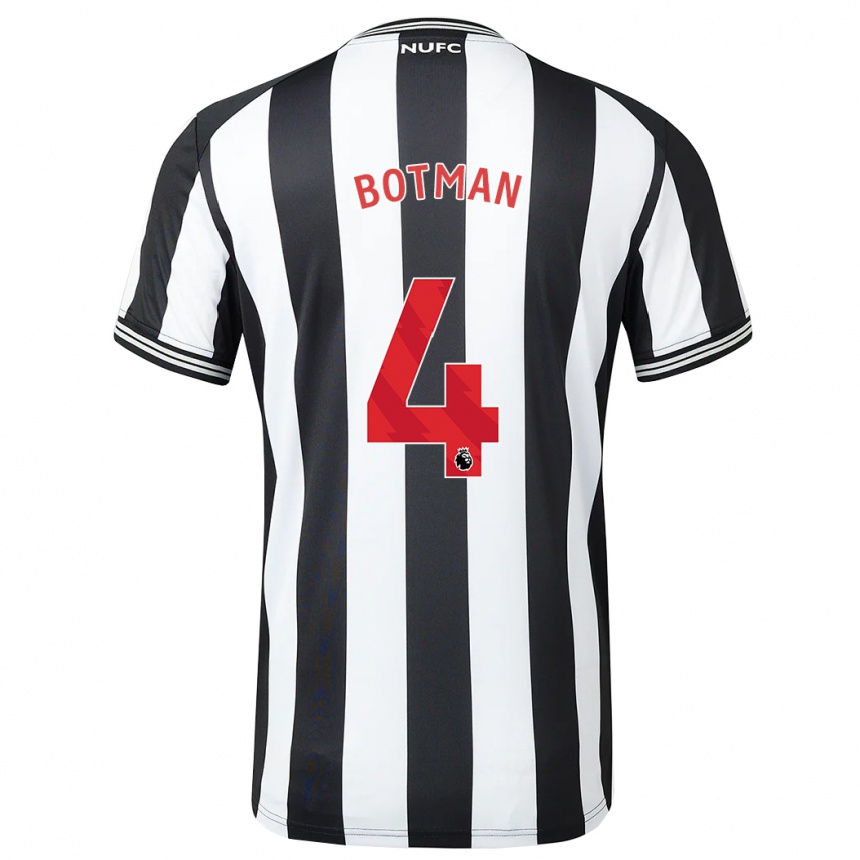 レディースフットボールスフェン・ボットマン#4黒、白ホームシャツ2023/24ジャージーユニフォーム