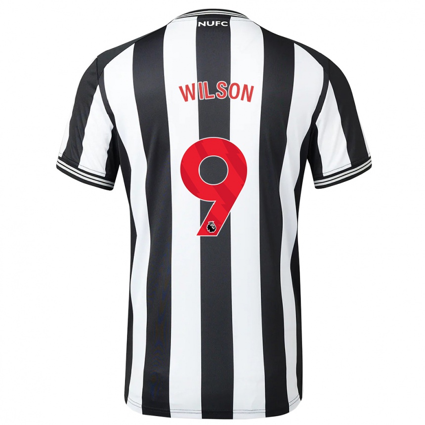 レディースフットボールカラム・ウィルソン#9黒、白ホームシャツ2023/24ジャージーユニフォーム