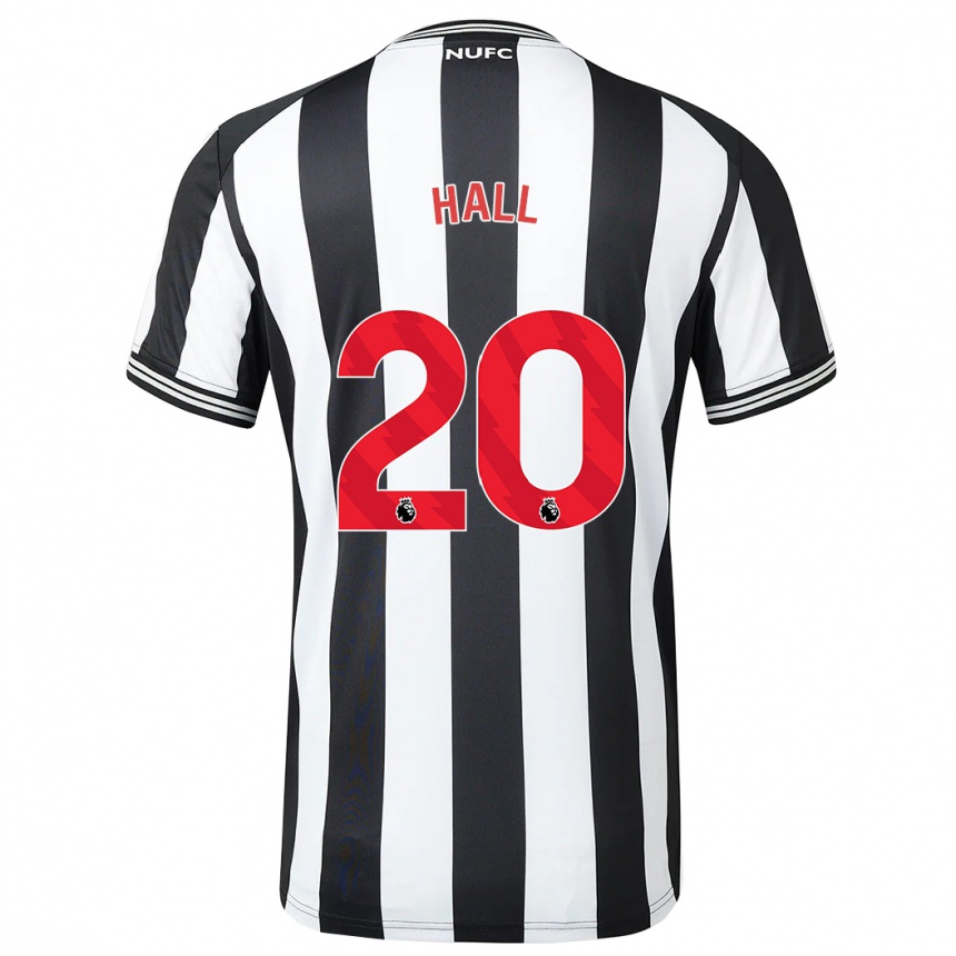 レディースフットボールルイス・ホール#20黒、白ホームシャツ2023/24ジャージーユニフォーム
