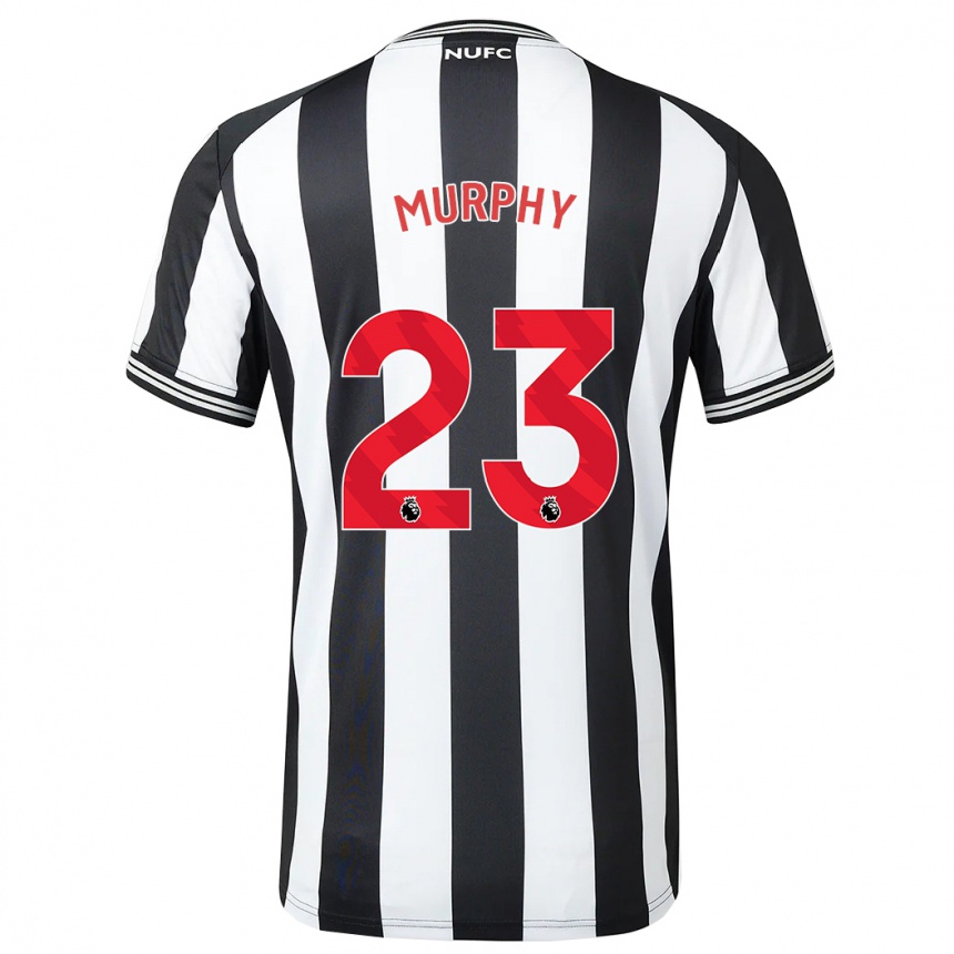 レディースフットボールジェイコブ・マーフィー#23黒、白ホームシャツ2023/24ジャージーユニフォーム