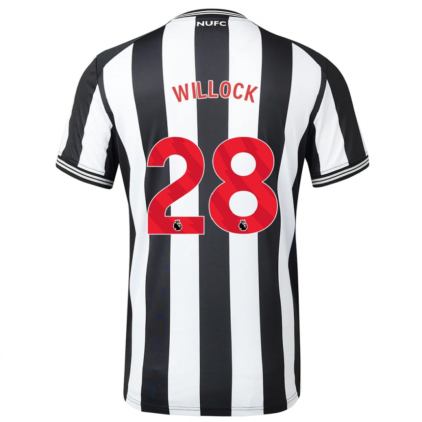 レディースフットボールジョー・ウィロック#28黒、白ホームシャツ2023/24ジャージーユニフォーム