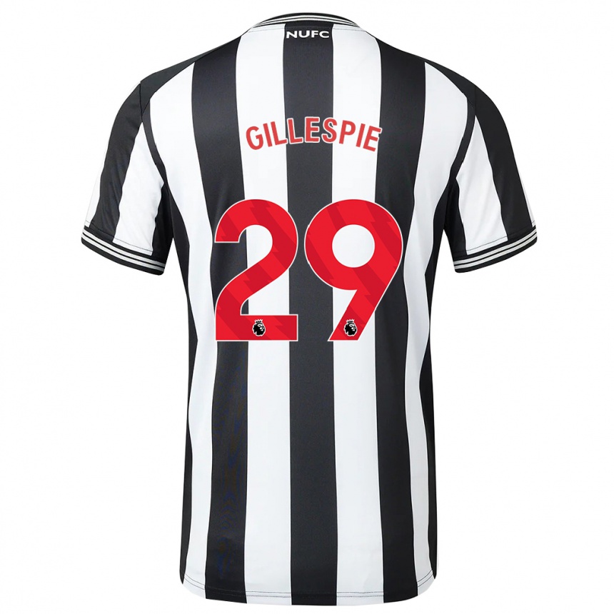 レディースフットボールマーク・ギレスピー#29黒、白ホームシャツ2023/24ジャージーユニフォーム