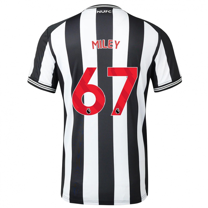 レディースフットボールルイス・マイリー#67黒、白ホームシャツ2023/24ジャージーユニフォーム