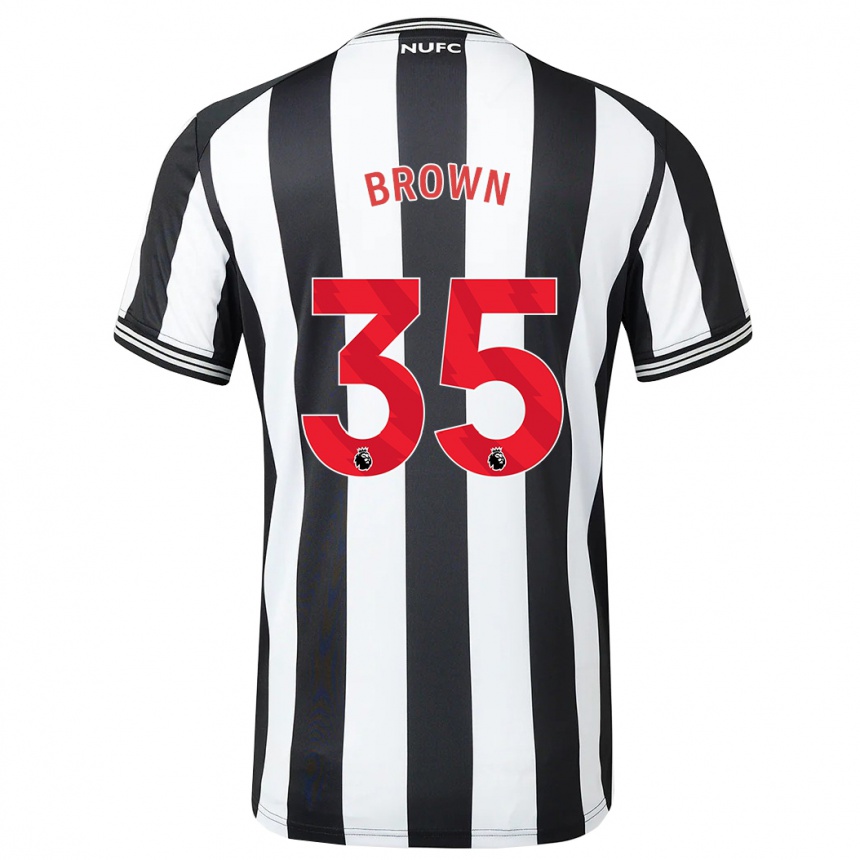 レディースフットボールウィル・ブラウン#35黒、白ホームシャツ2023/24ジャージーユニフォーム